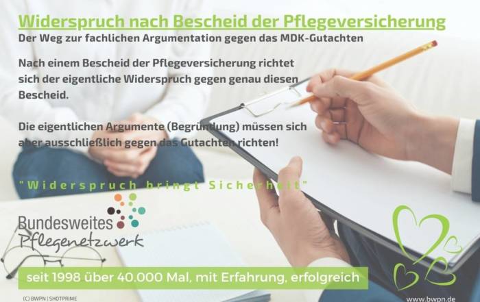 Widerspruch nach Bescheid der Pflegeversicherung