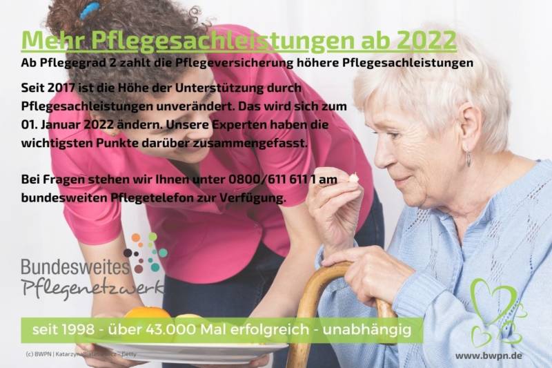 Höhere Pflegesachleistungen ab 01.01.2022